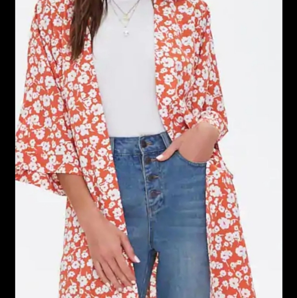 FOREVER 21 ORANGE KIMONO